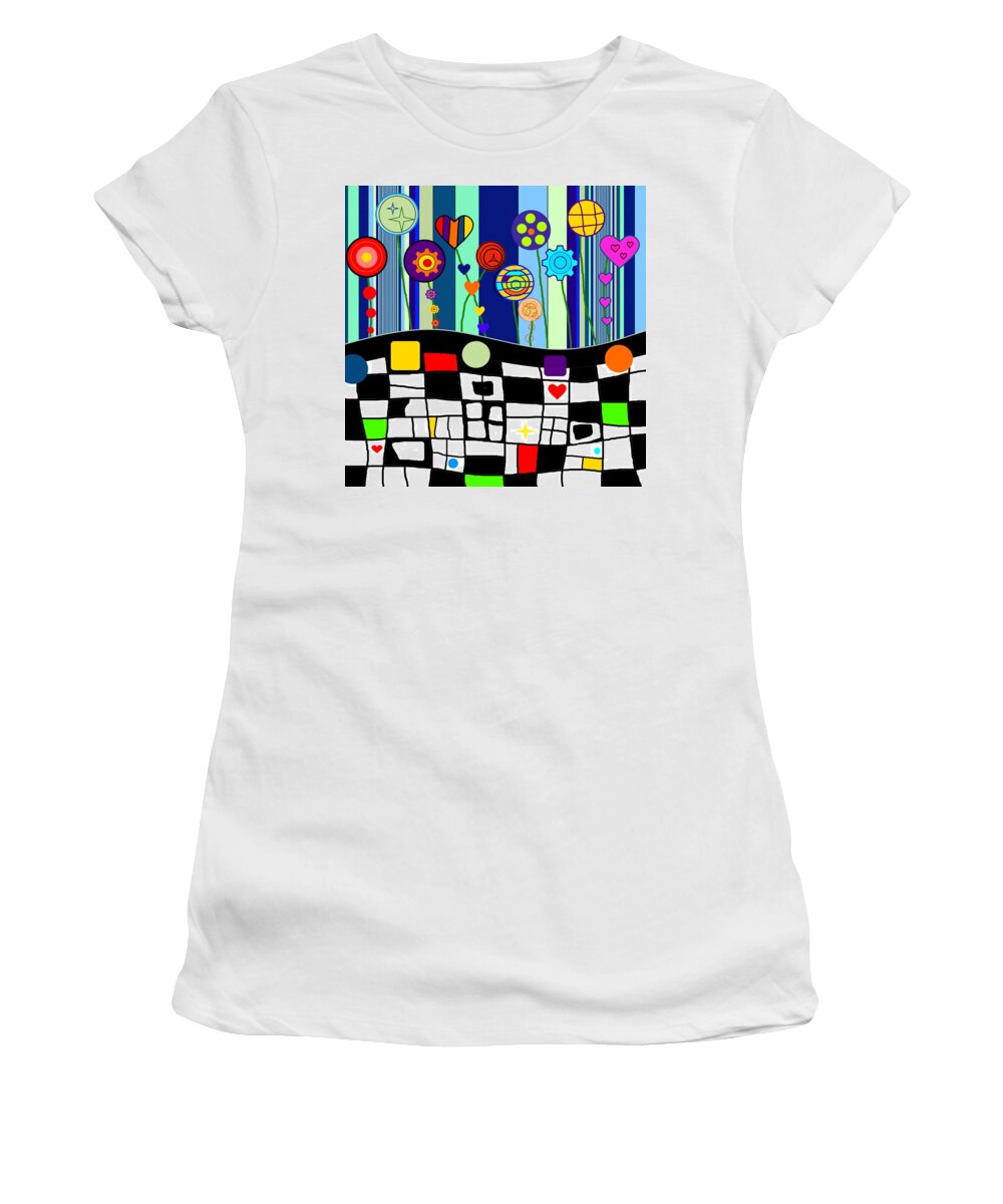 Flowers Women's T-Shirt featuring the digital art Springtime Follies by Designs By L