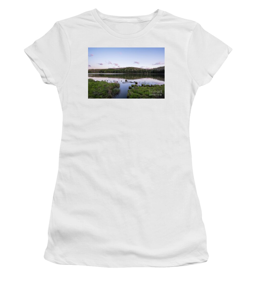 Spruce Knob Lake Women's T-Shirt featuring the photograph Spruce Knob Lake Sunset Reflections by Michael Ver Sprill