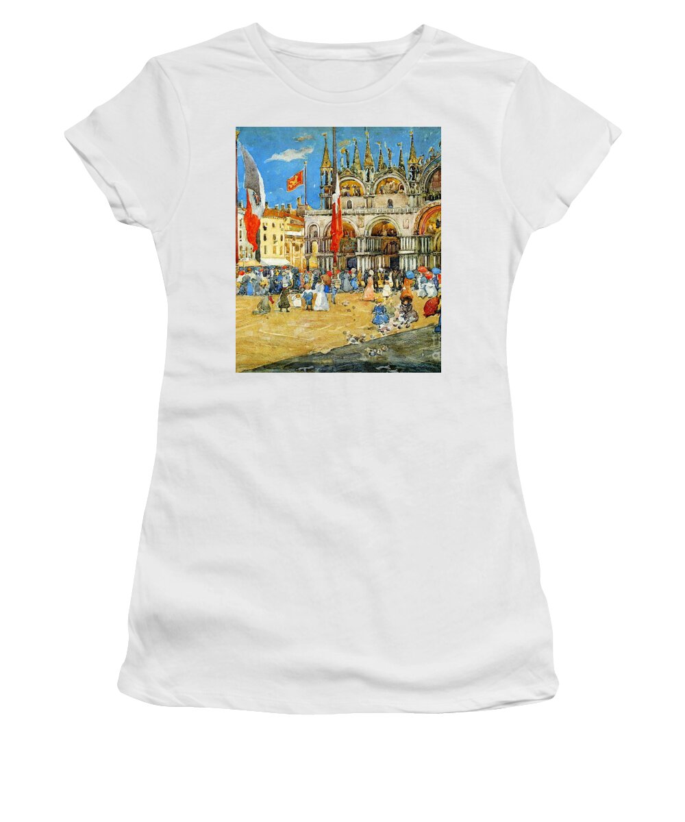 St. Mark's Venice Women's T-Shirt featuring the painting St. Mark's Venice by Maurice Prendergast