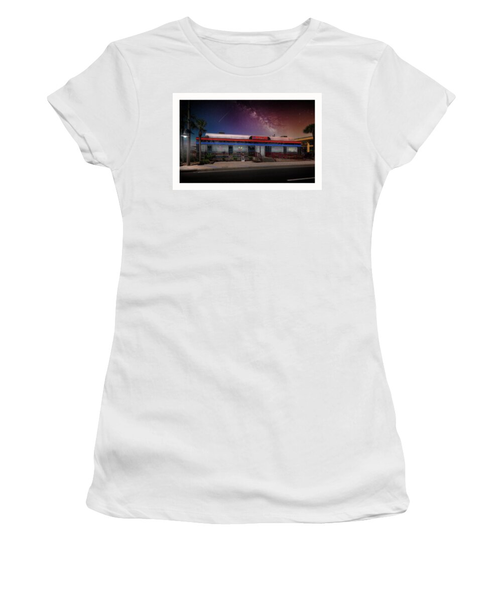 Starlite Diner Women's T-Shirt featuring the photograph Starlite Diner by ARTtography by David Bruce Kawchak
