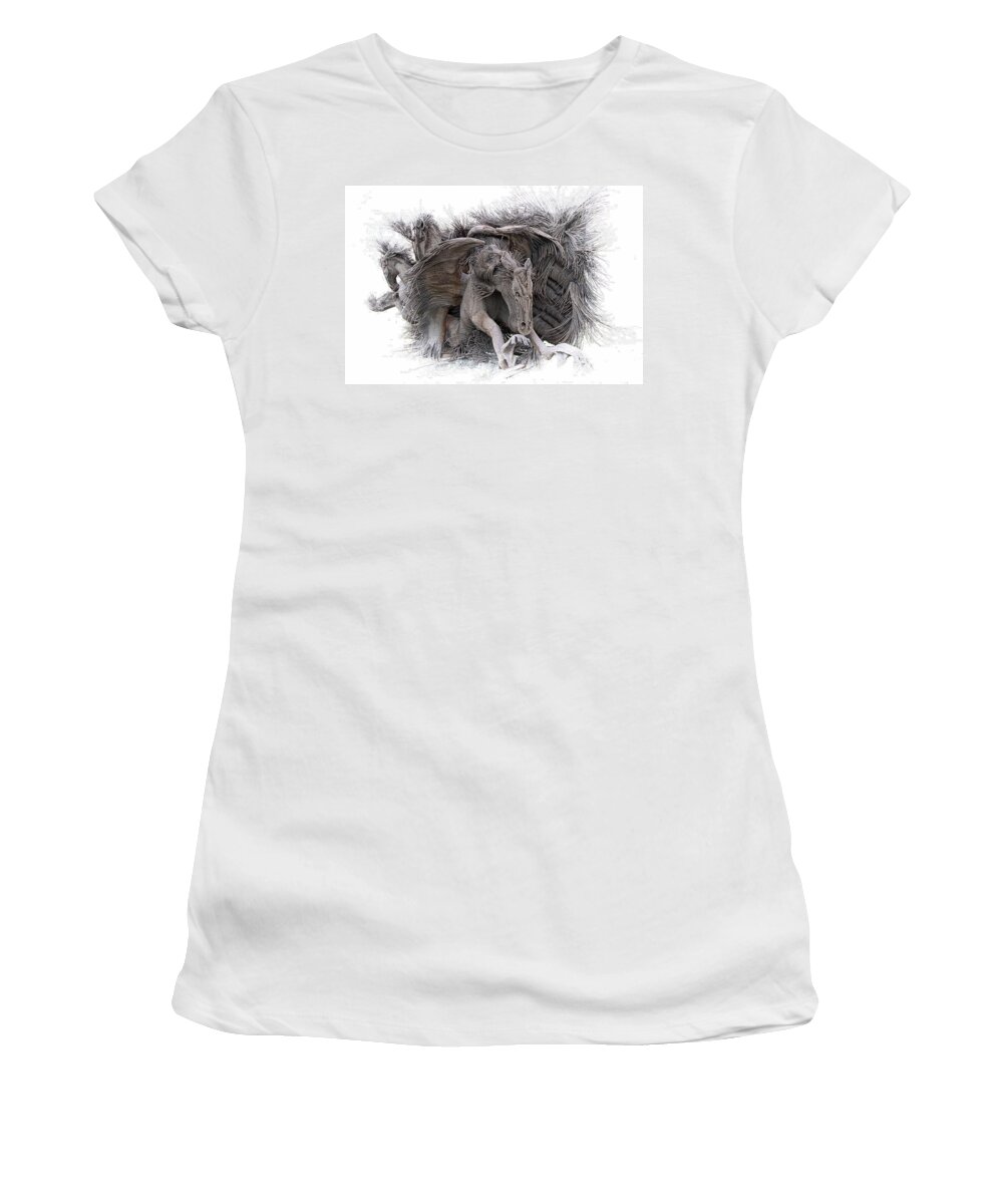 Horse Women's T-Shirt featuring the photograph Steel Horses by Micah Offman