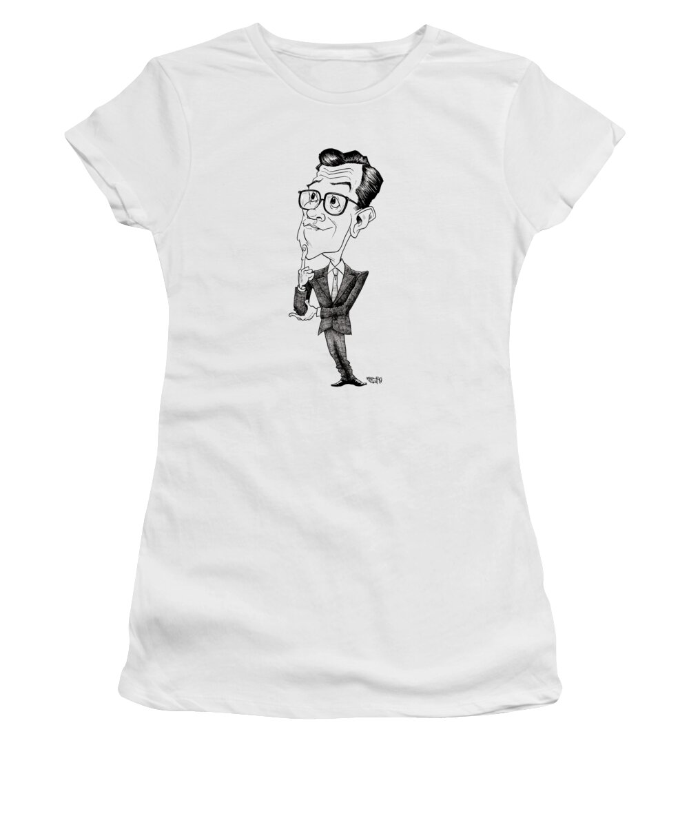 Cartoon Women's T-Shirt featuring the drawing Stephen Colbert by Mike Scott