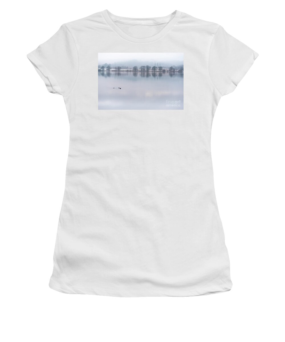 Lake District Women's T-Shirt featuring the photograph Still Water Lake, Cumbria by Perry Rodriguez