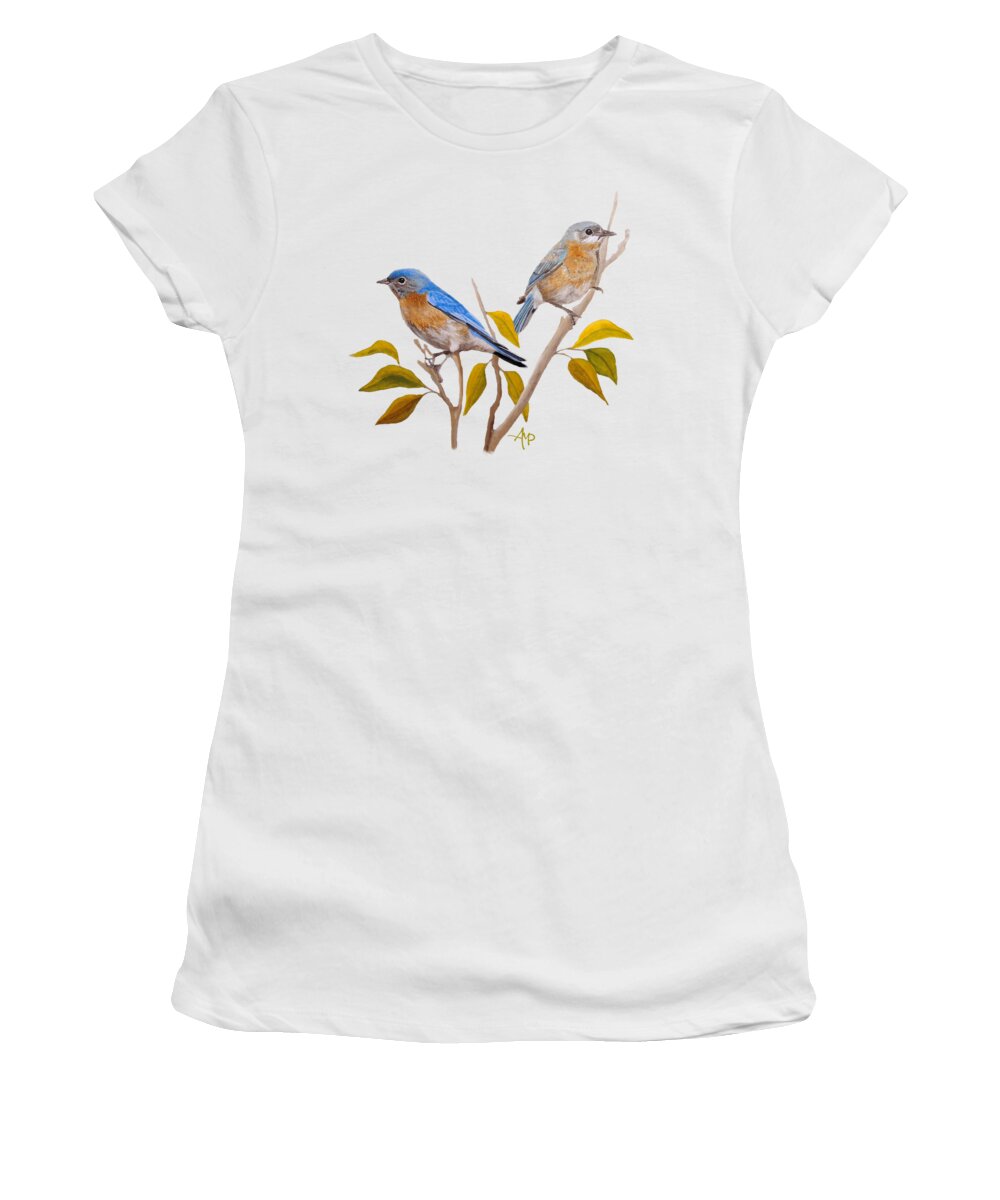 Bluebird Women's T-Shirt featuring the painting Stillness Of Heart II by Angeles M Pomata