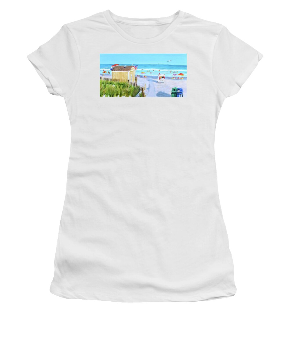 Stone Harbor Women's T-Shirt featuring the painting Stone Harbor New Jersey by Patty Kay Hall