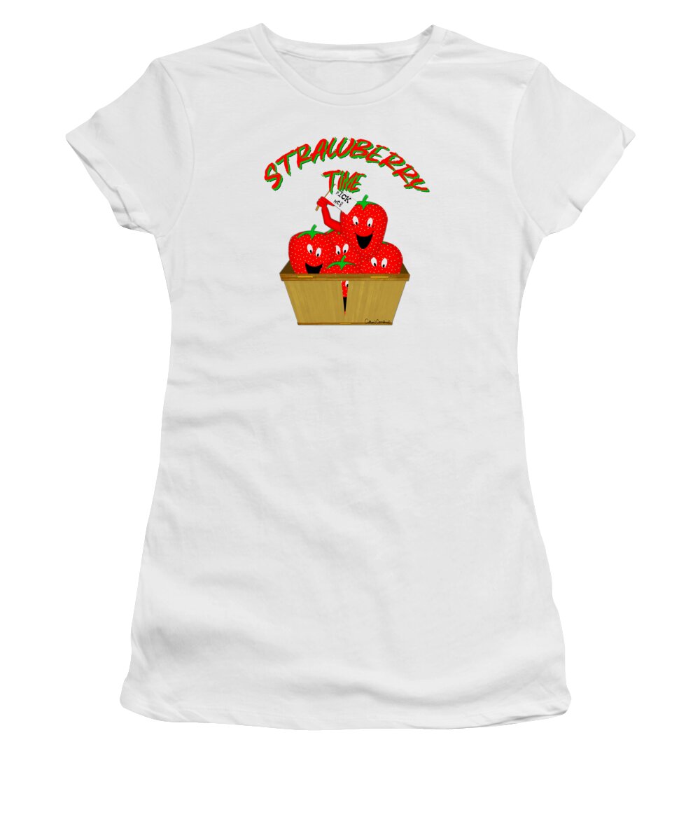 Strawberry Women's T-Shirt featuring the digital art Strawberry Time by Colleen Cornelius