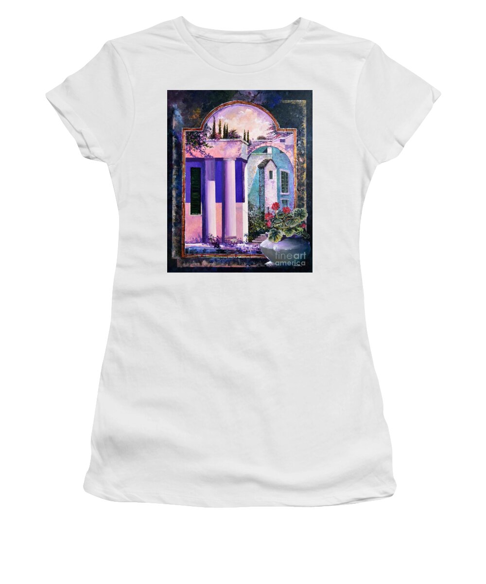 Still Life Women's T-Shirt featuring the painting Structures With Emotional Dimensions by Sinisa Saratlic