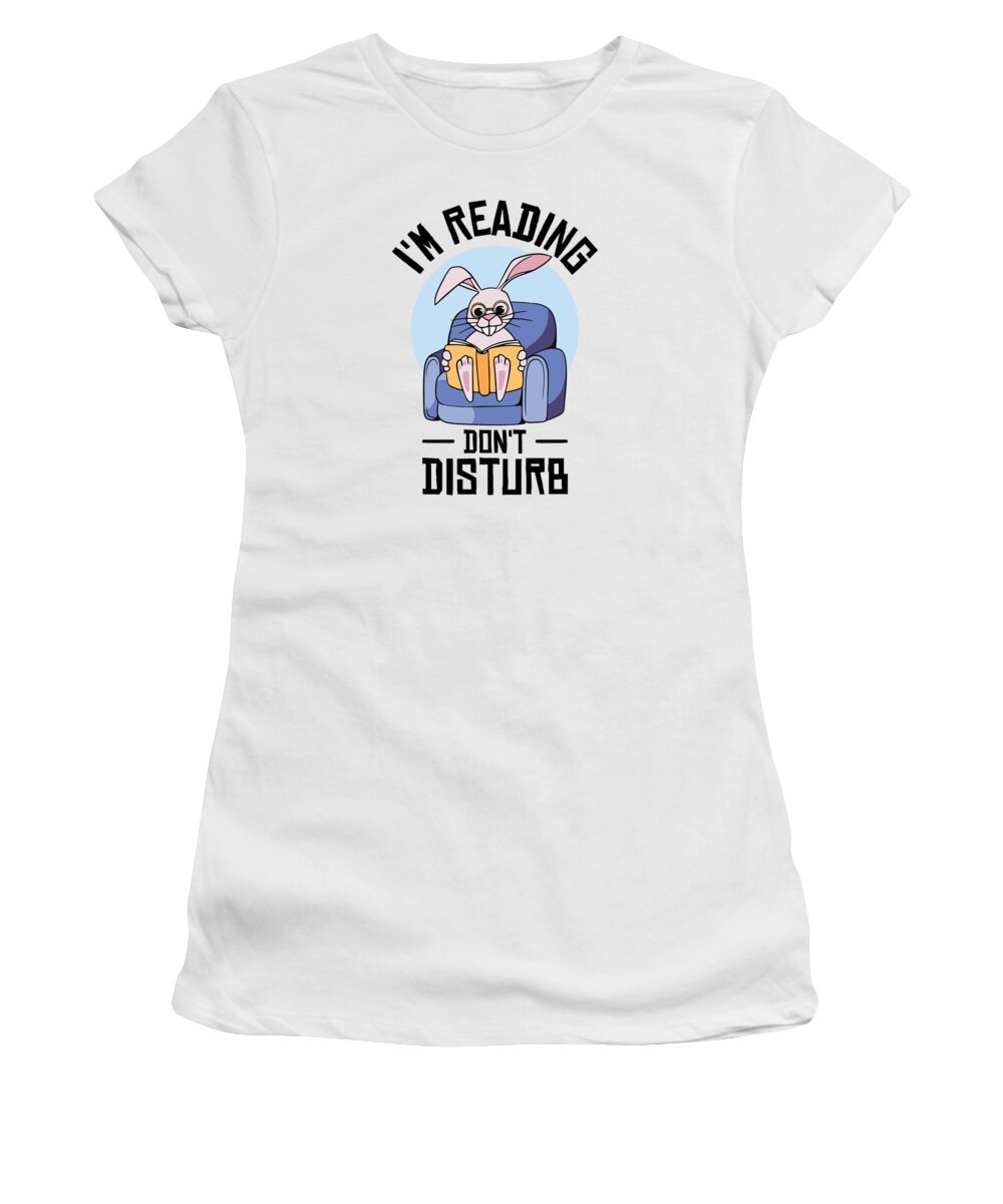 Studying Women's T-Shirt featuring the digital art Studying Rabbit Lover Reading Books Student Bookworm by Toms Tee Store