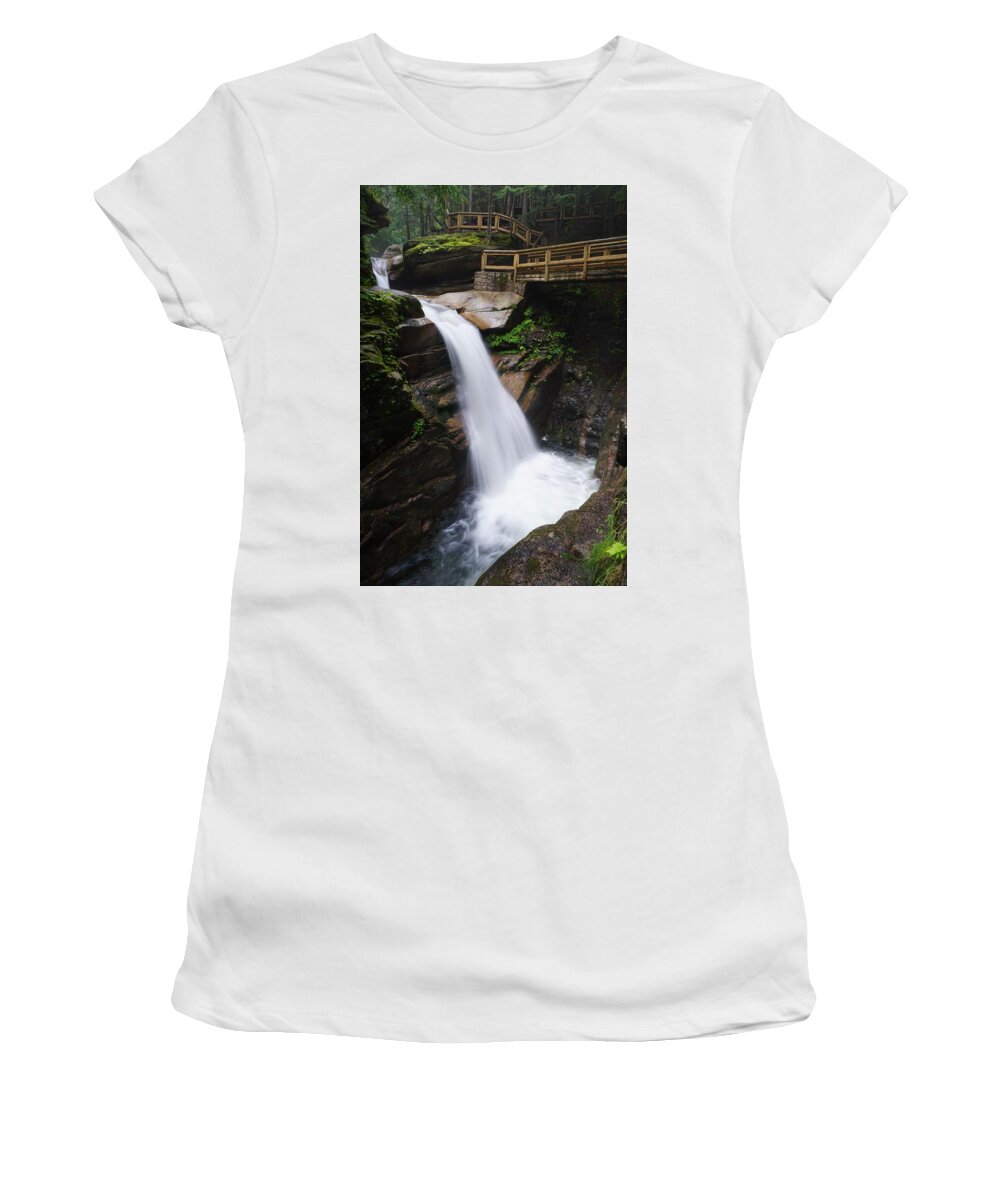 White Mountains Women's T-Shirt featuring the photograph Stunning Sabbaday Falls by Patricia Caron