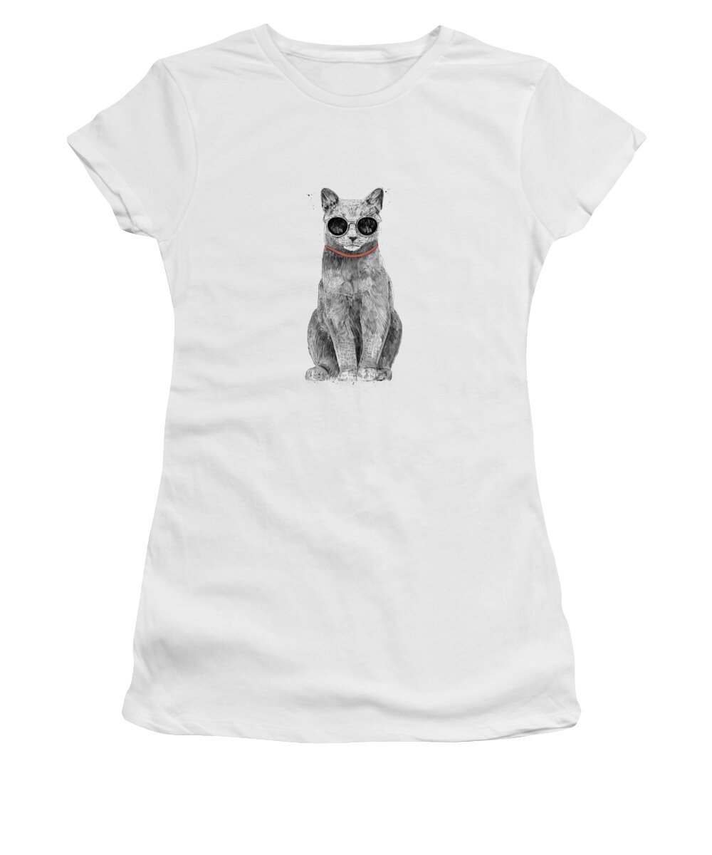 Cat Women's T-Shirt featuring the drawing Summer Cat by Balazs Solti