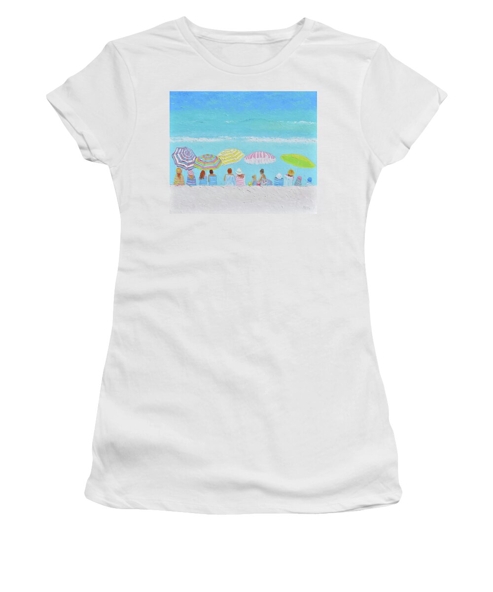Beach Women's T-Shirt featuring the painting Summer Days - Beach scene by Jan Matson