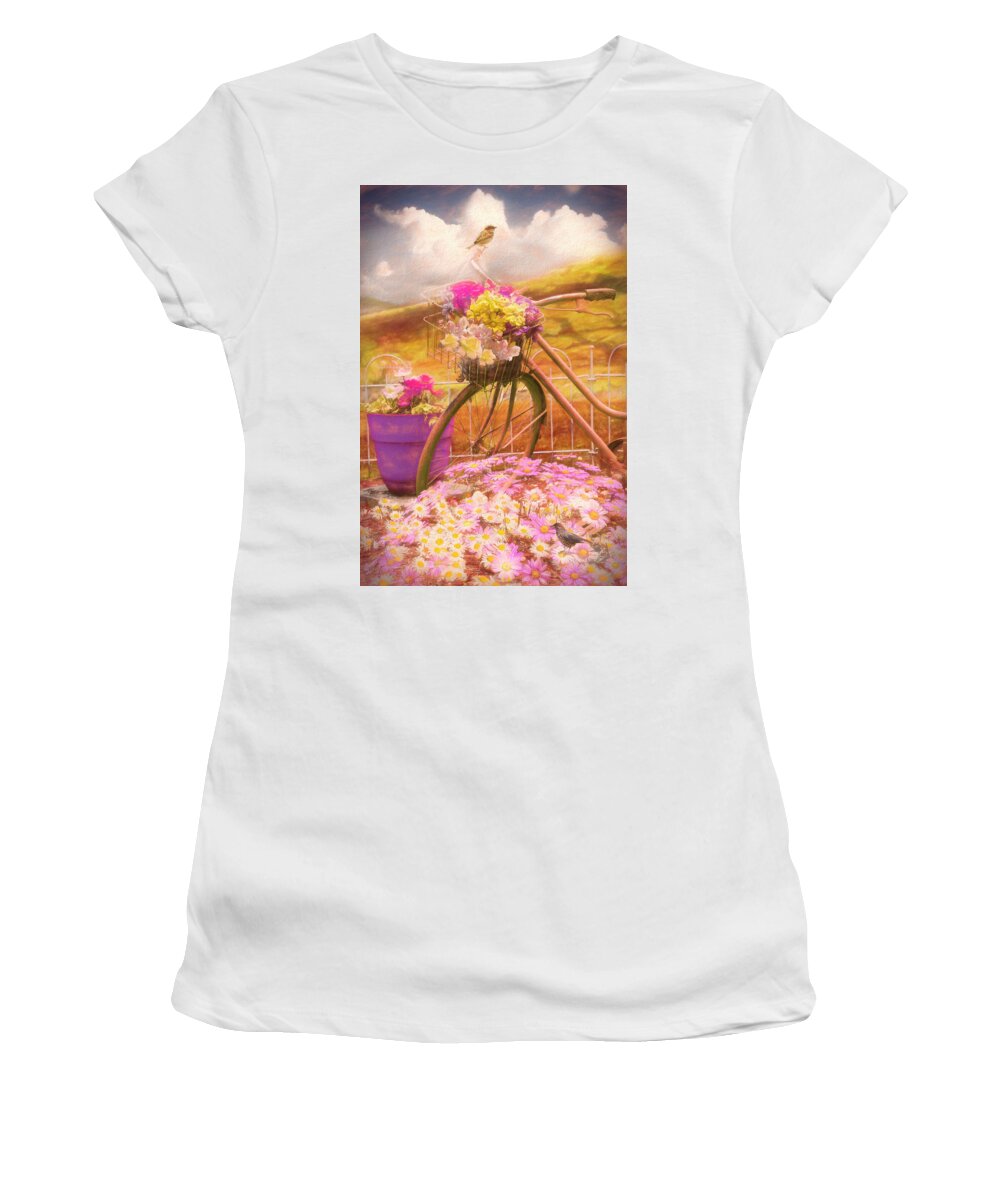 Birds Women's T-Shirt featuring the photograph Summer Morning Painting by Debra and Dave Vanderlaan