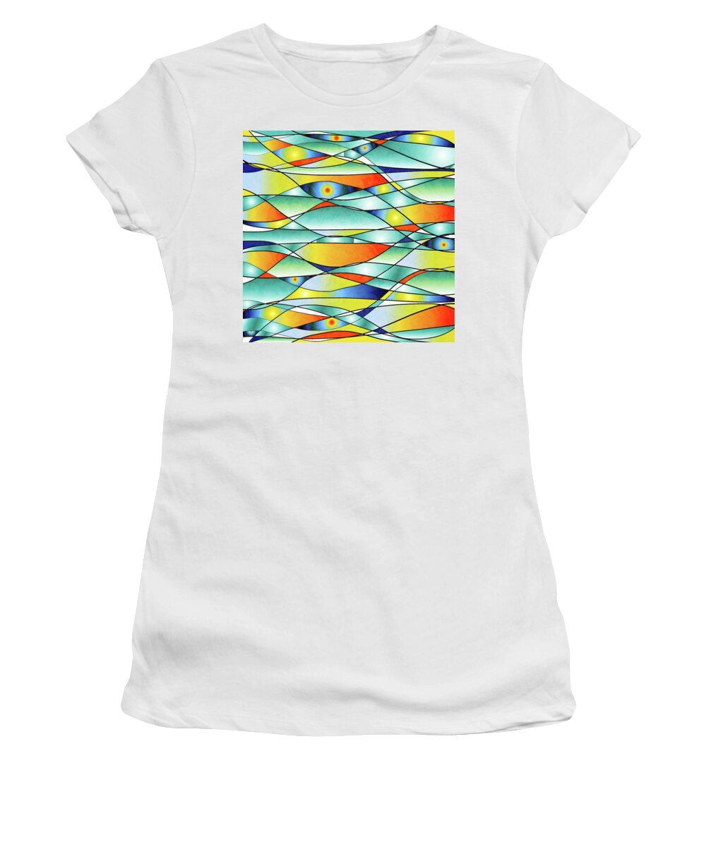 Sunrise Women's T-Shirt featuring the digital art Sunrise Fish Eyes by Sand And Chi