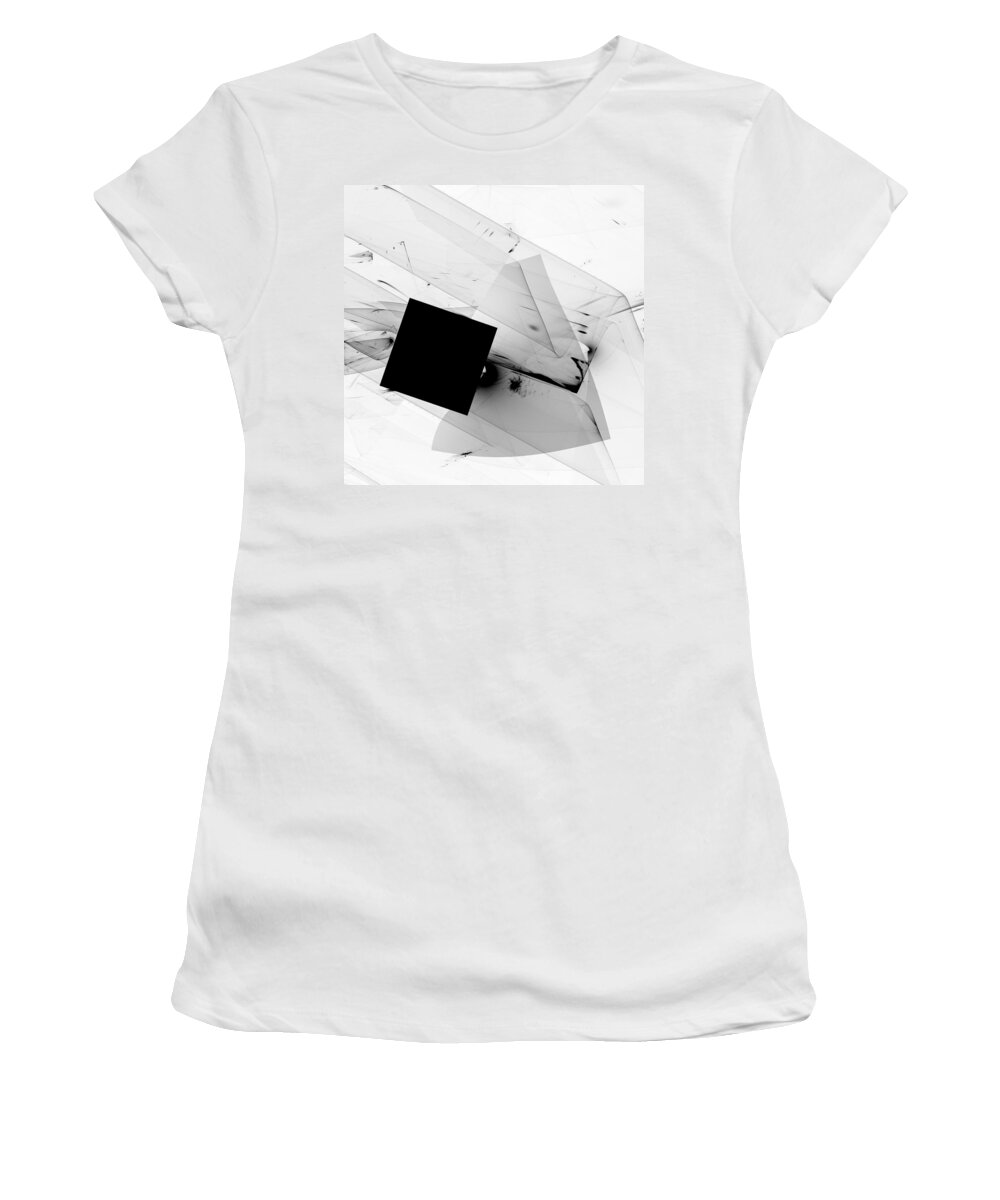 Abstract Expressionism #abstract Art #imagination#creativity#suprematism#black Square#contemporary Art #unique Design #handmade Art #black And White Women's T-Shirt featuring the digital art Suprematic Square /Abstract Illustration by Aleksandrs Drozdovs