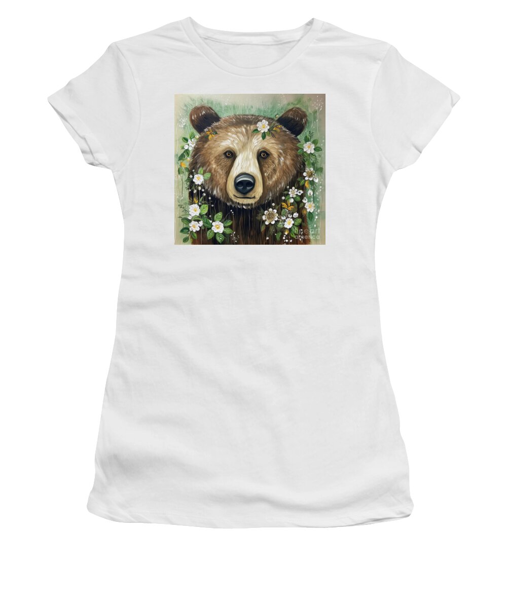 Brown Bear Women's T-Shirt featuring the painting Sweet Brown Bear by Tina LeCour