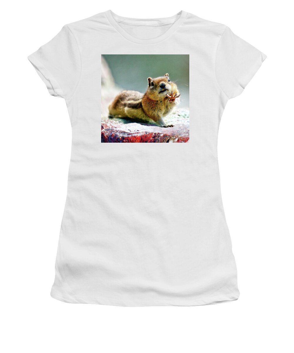 Peanuts For Four Women's T-Shirt featuring the photograph Talk to the Hand by O Lena