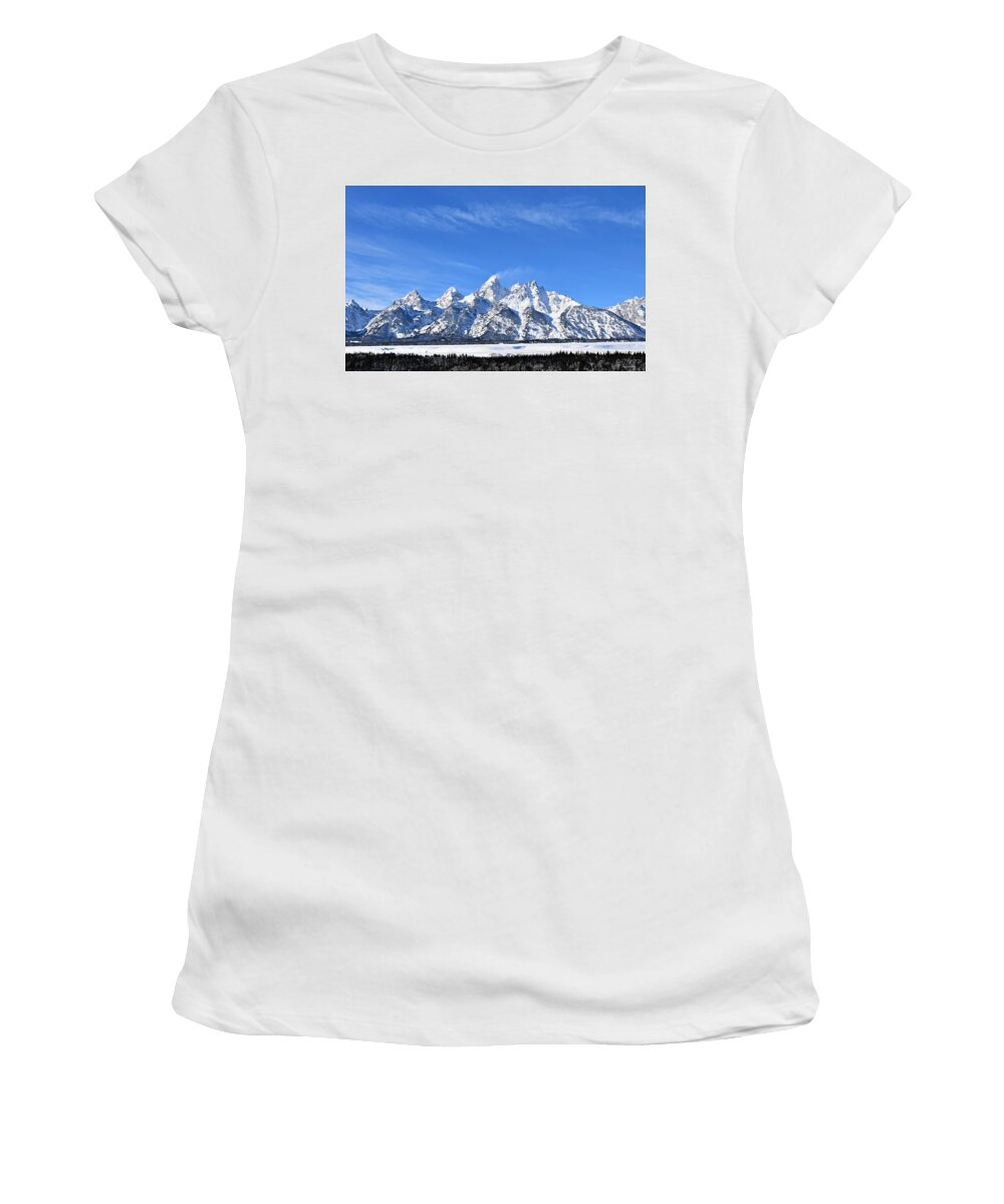 Tetons Women's T-Shirt featuring the photograph Tetons in Winter #4 by Dorrene BrownButterfield
