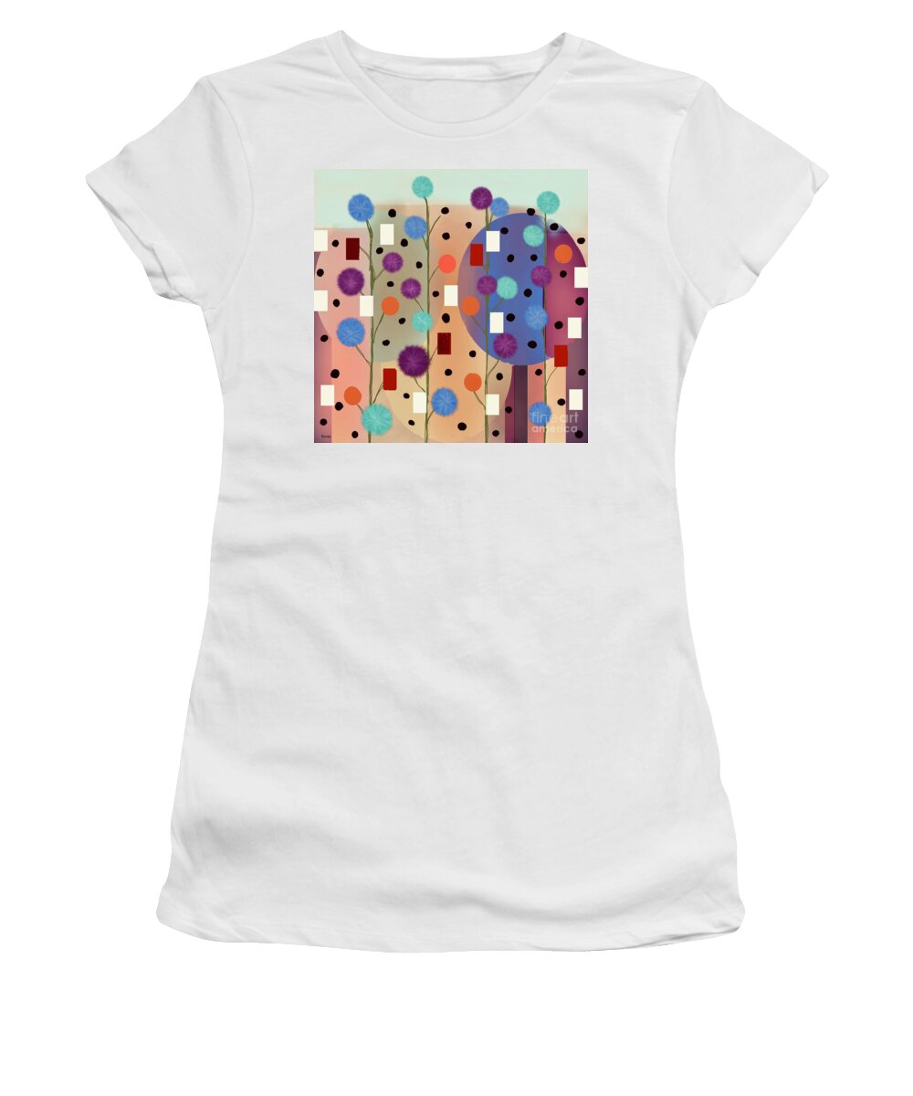 Abstract Women's T-Shirt featuring the digital art The abstract garden by Elaine Hayward