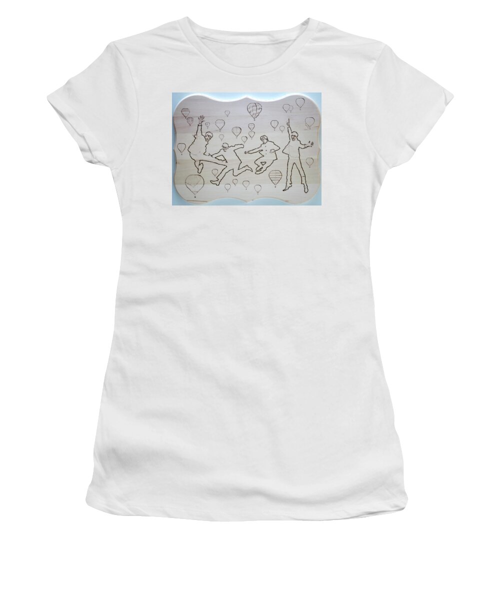 Pyrography Women's T-Shirt featuring the pyrography The Beatles - Real Love by Sean Connolly