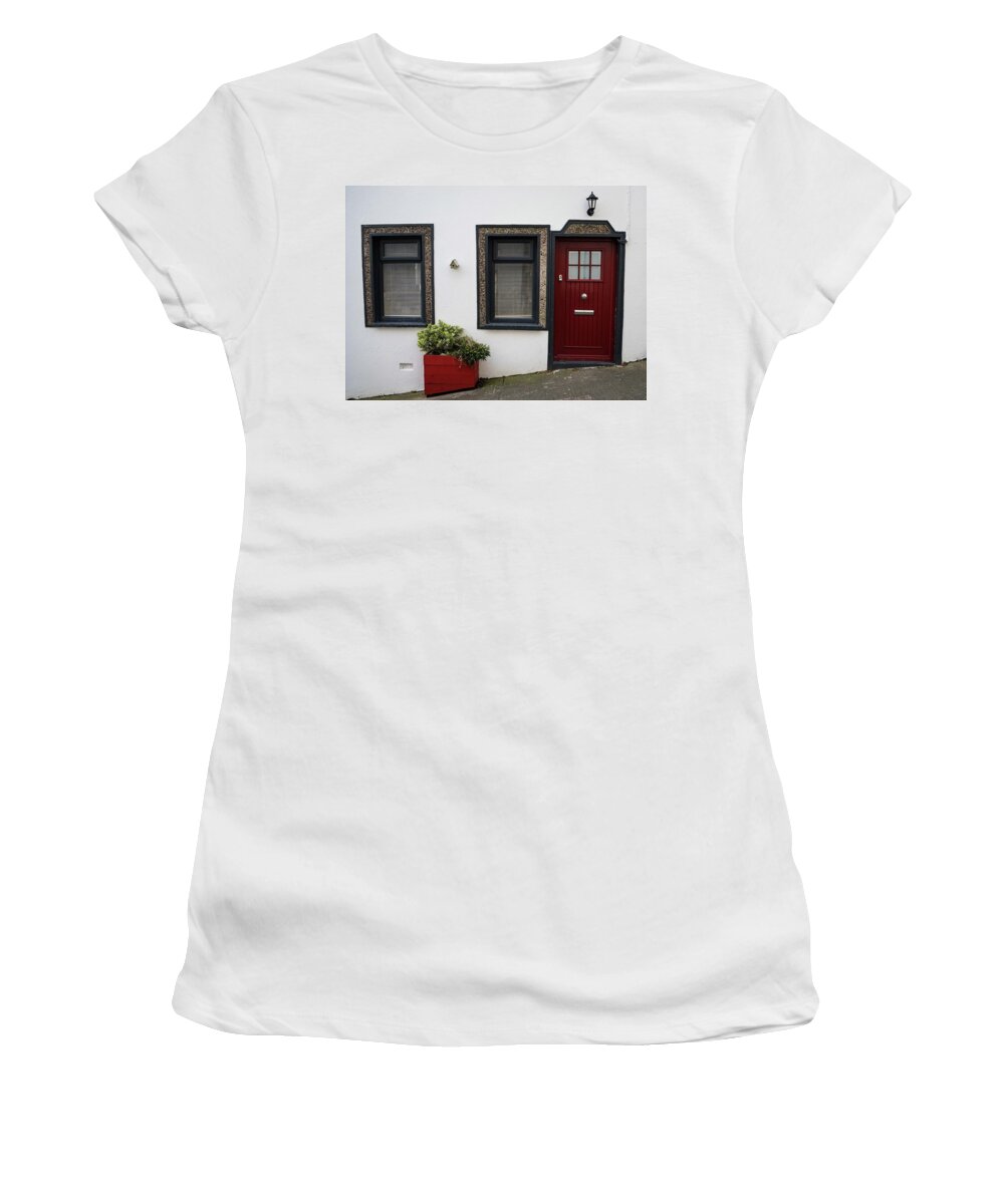 Ireland Women's T-Shirt featuring the photograph The burgundy door by Matt MacMillan