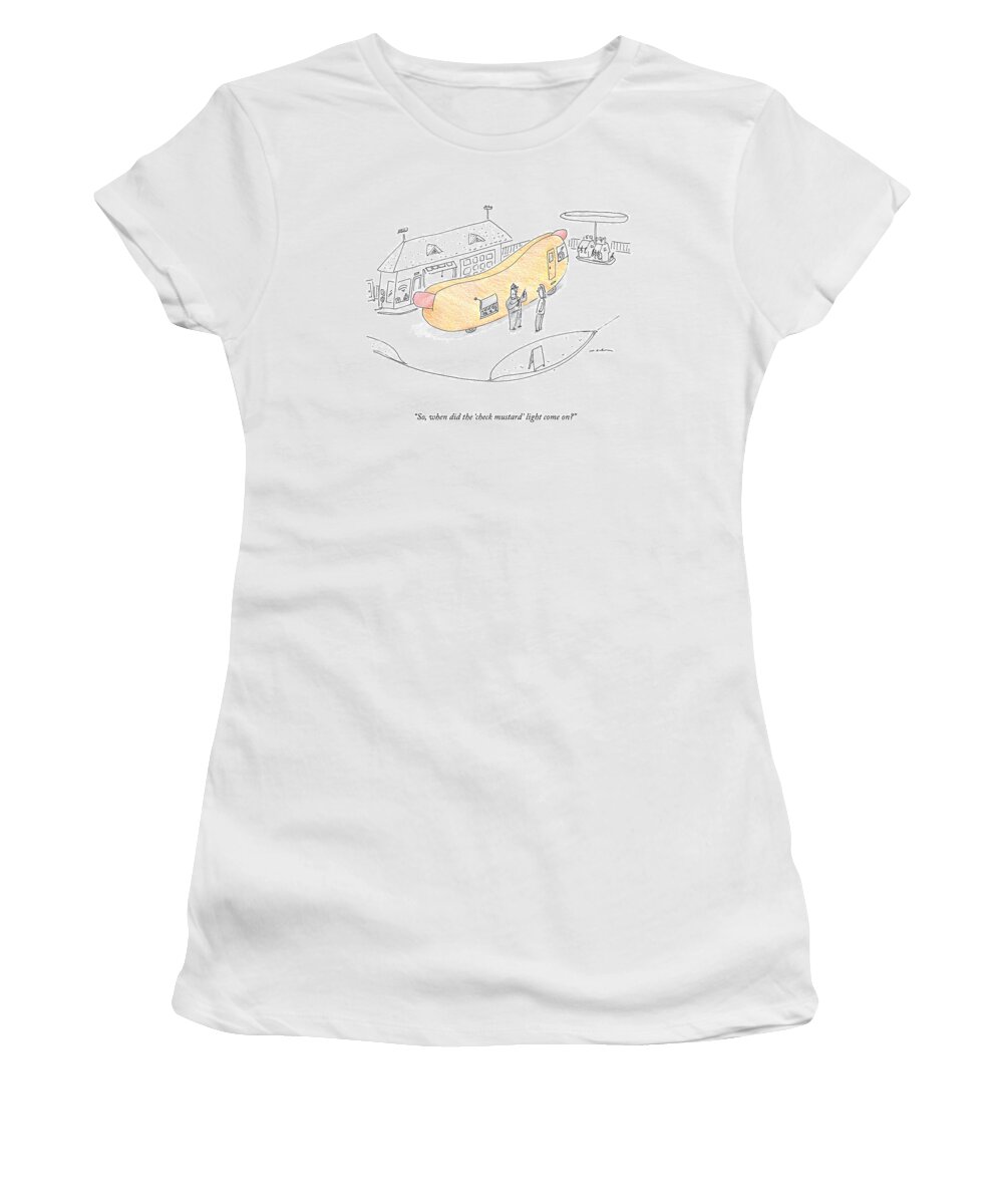 Cctk Women's T-Shirt featuring the drawing The Check Mustard Light by Michael Maslin