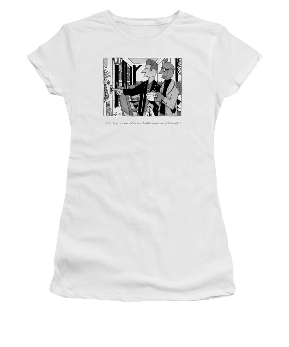If We're Lucky Women's T-Shirt featuring the drawing The Children's Table by William Haefeli