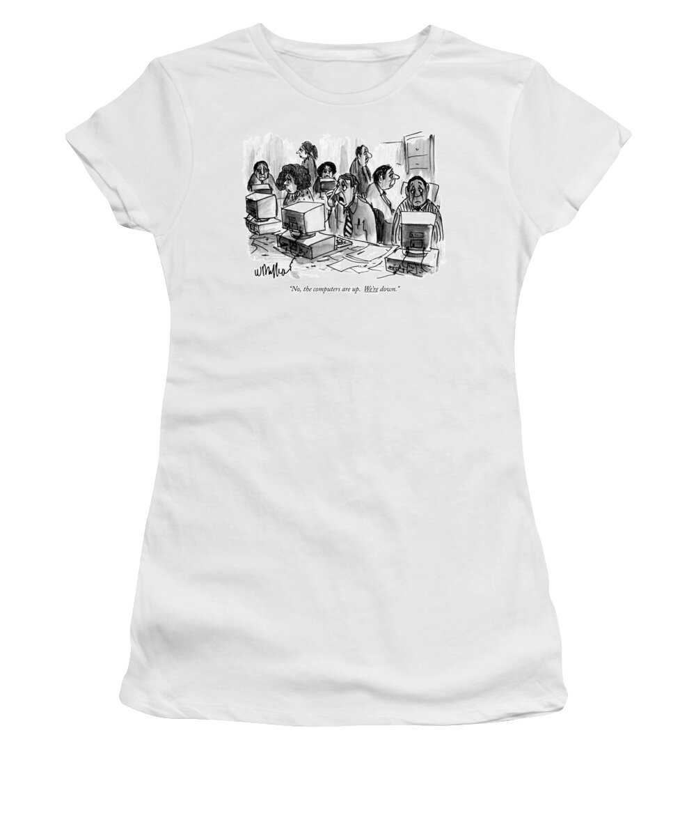 Business Women's T-Shirt featuring the drawing The Computers Are Up by Warren Miller