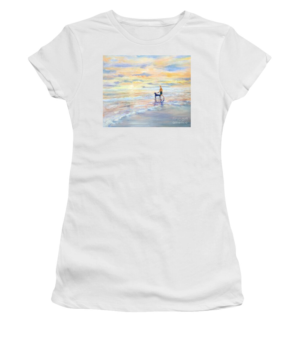 Sea Women's T-Shirt featuring the painting The end of a perfect day by B Rossitto