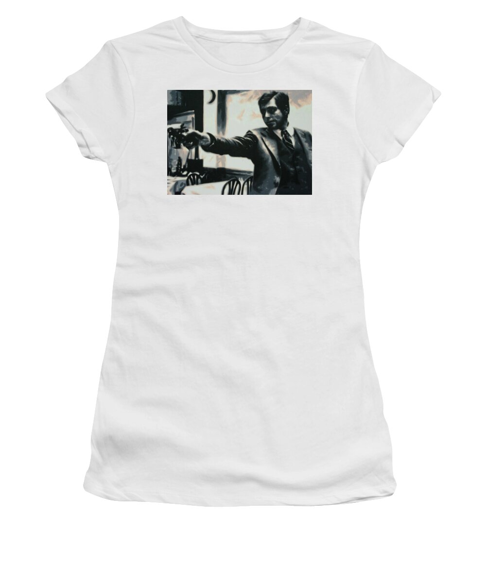 Ludzska Women's T-Shirt featuring the painting The Godfather by Hood MA Central St Martins London