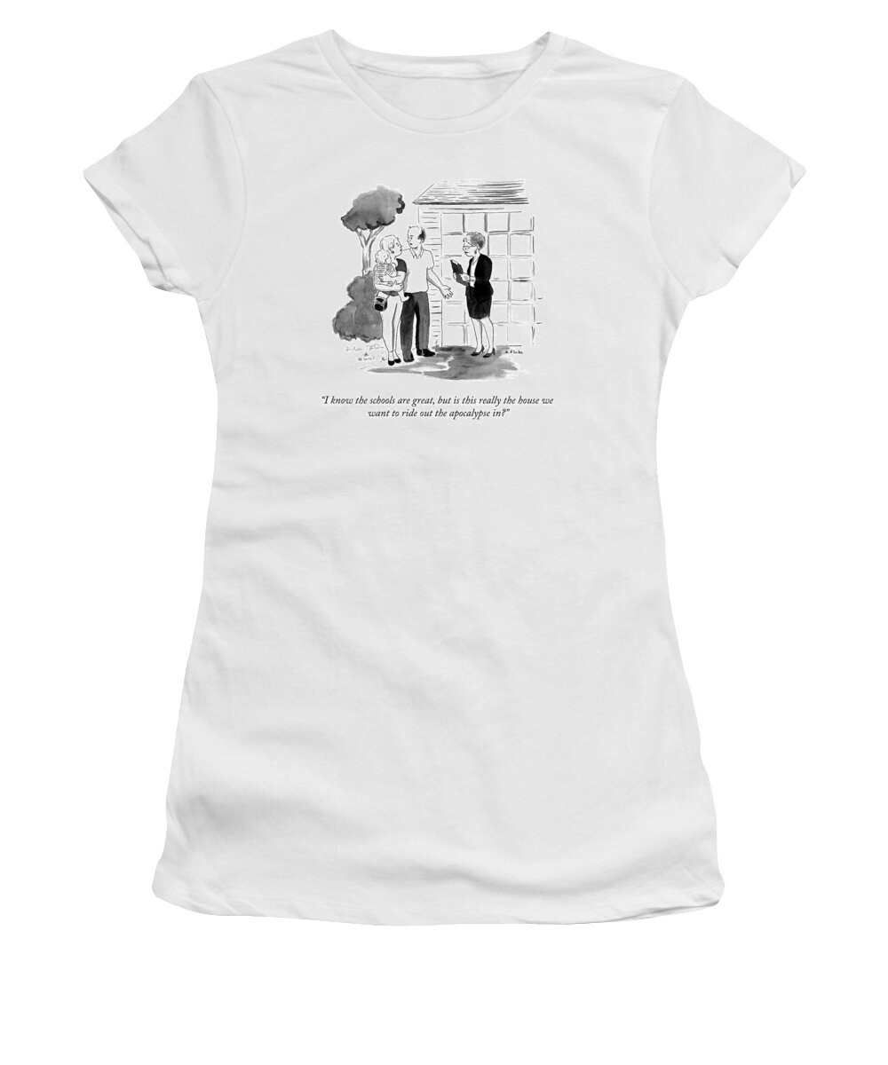 i Know The Schools Are Great Women's T-Shirt featuring the drawing The House by Emily Flake