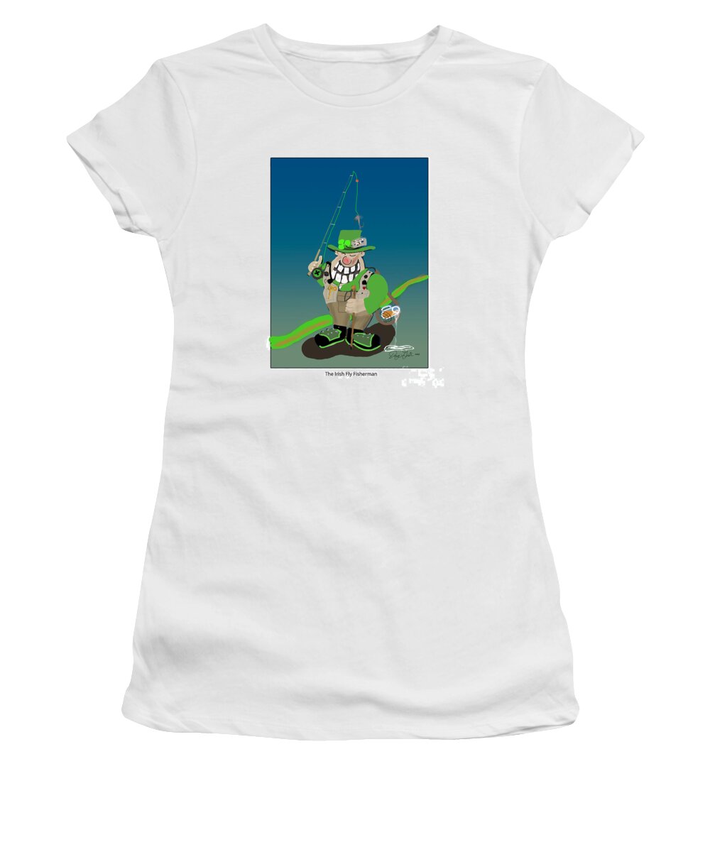 Irish Women's T-Shirt featuring the digital art The Irish Fly Fisherman by Doug Gist