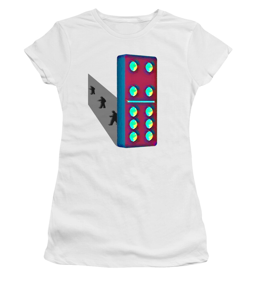 Domino Women's T-Shirt featuring the digital art The Last Domino by John Haldane