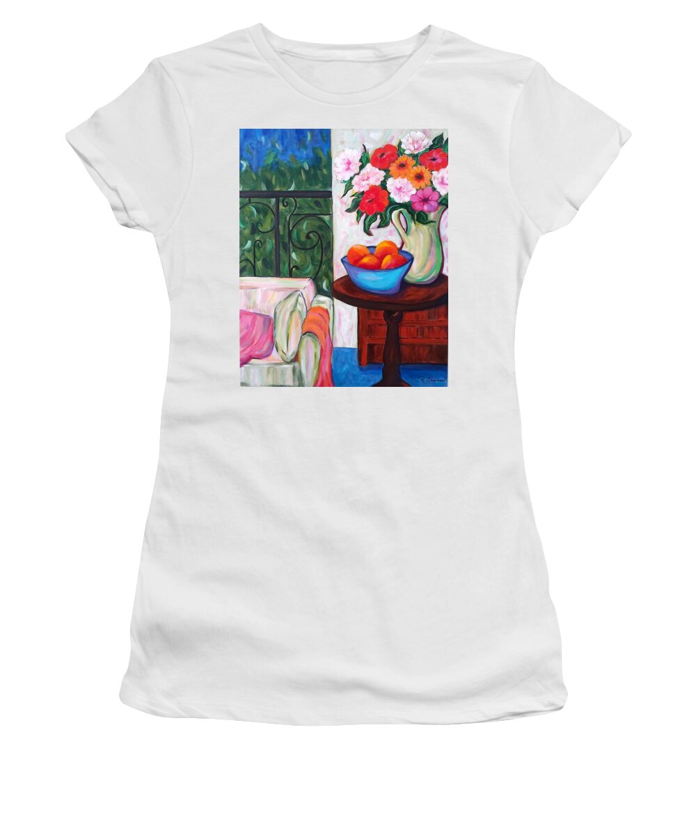 Floral Women's T-Shirt featuring the painting The Living Room by Rosie Sherman