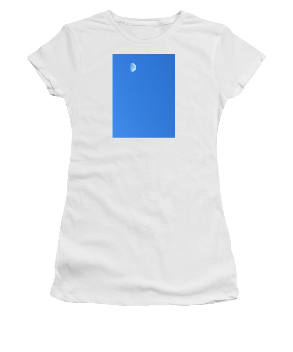 Moon Women's T-Shirt featuring the photograph The Moon In The Afternoon by Aisha Isabelle