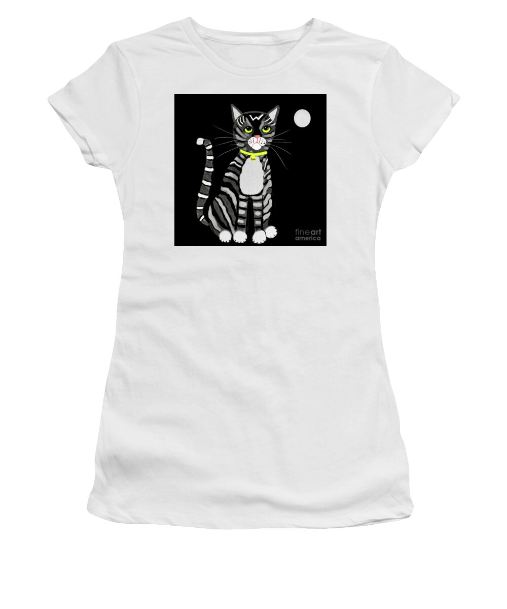 Stripy Cat Women's T-Shirt featuring the digital art The old Tom cat by Elaine Hayward
