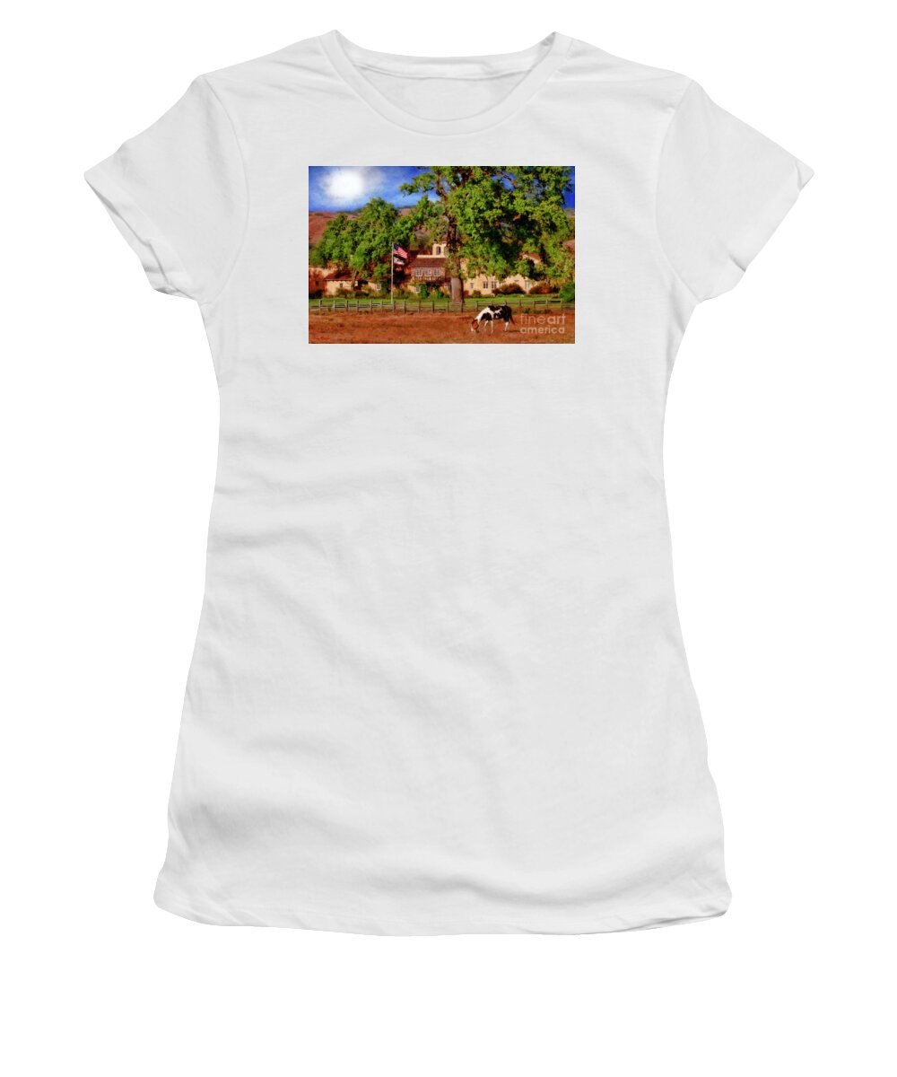  Women's T-Shirt featuring the photograph The Ranch Club 63 RANCHO SAN CARLOS RD CARMEL CA by Blake Richards