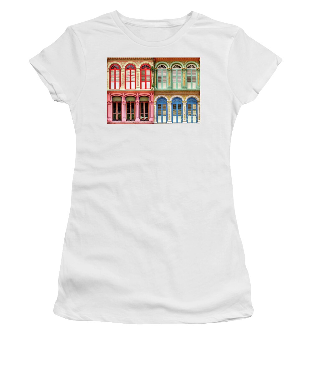 Singapore Women's T-Shirt featuring the photograph The Singapore Shophouse 140 by John Seaton Callahan