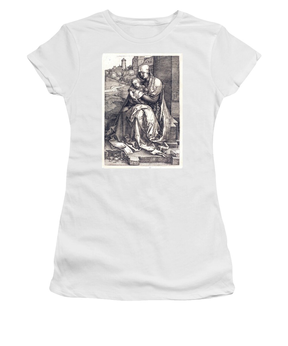Virgin Women's T-Shirt featuring the drawing The Virgin and Child by Long Shot