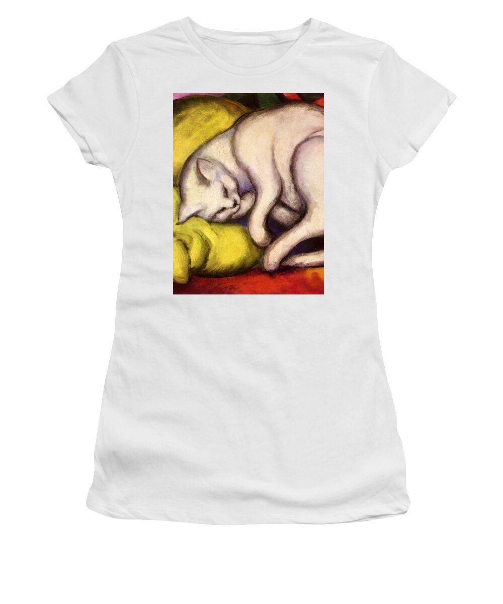 The White Cat Women's T-Shirt featuring the painting The White Cat by Franz Marc