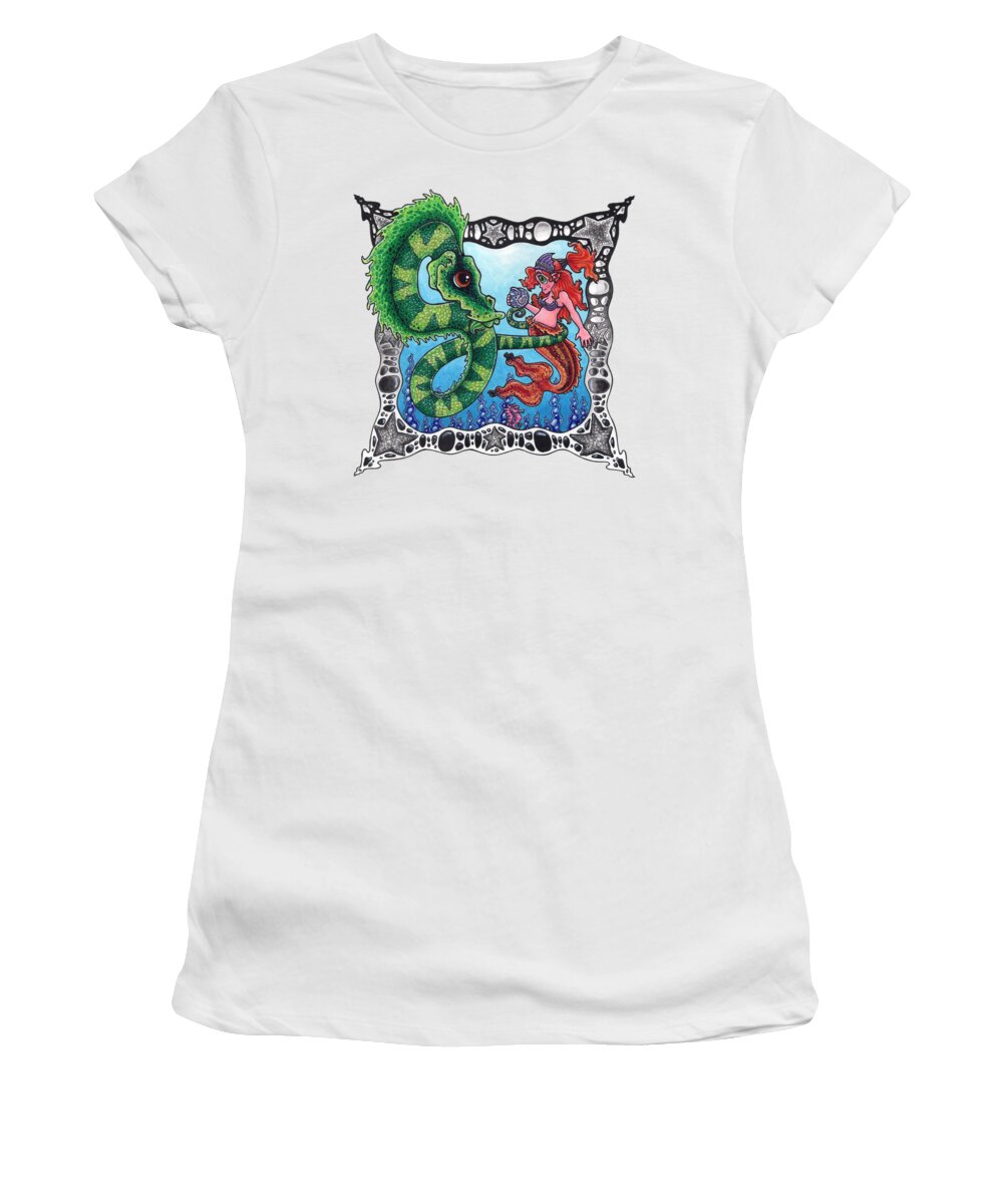 Mermaid Women's T-Shirt featuring the digital art The Wishing Shell by John Schwegel
