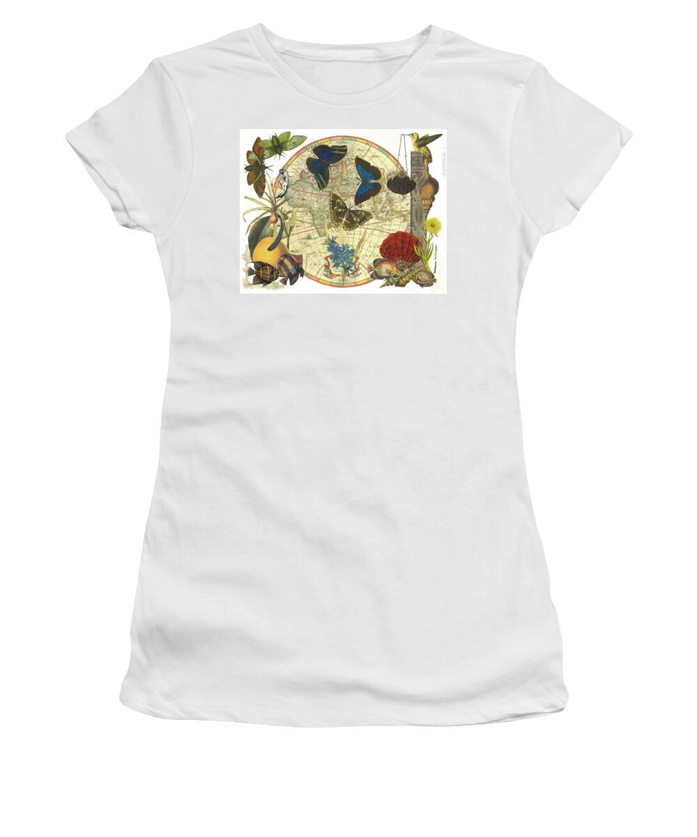 Mixed Media Women's T-Shirt featuring the painting The World and All That's In It by Rebecca Wilson
