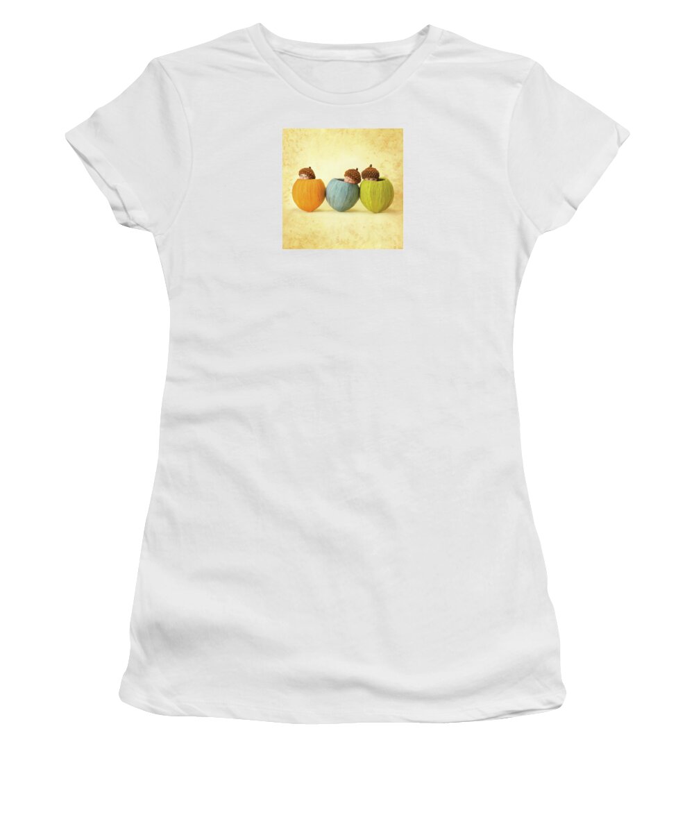 Acorns Women's T-Shirt featuring the photograph Three Little Acorns by Anne Geddes
