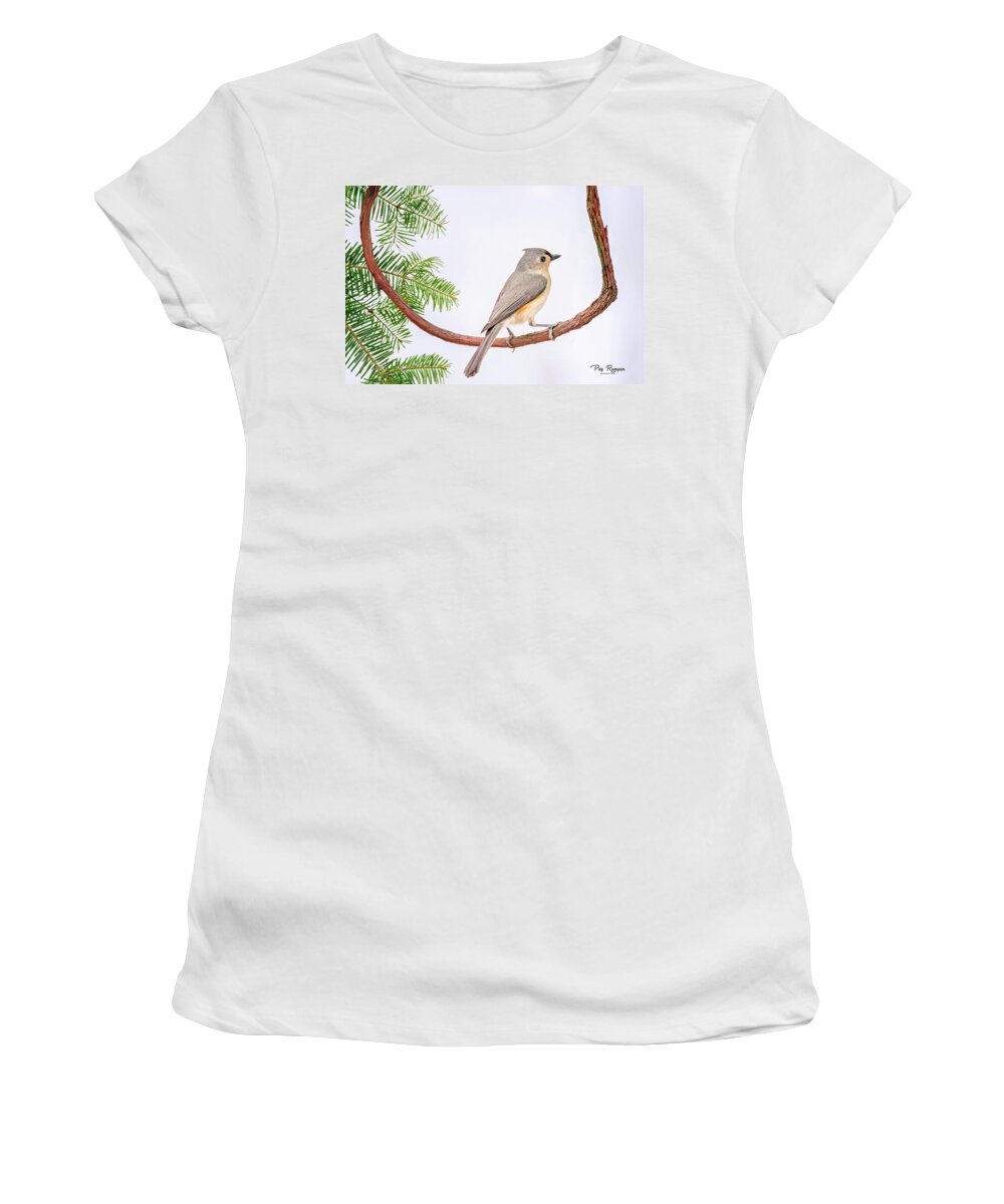 Bird Women's T-Shirt featuring the photograph Titmouse Tranquility by Peg Runyan