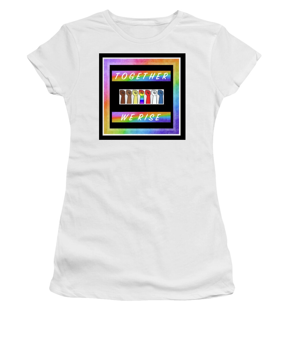 Together We Rise Women's T-Shirt featuring the digital art Together We Rise Square - R16W by Artistic Mystic