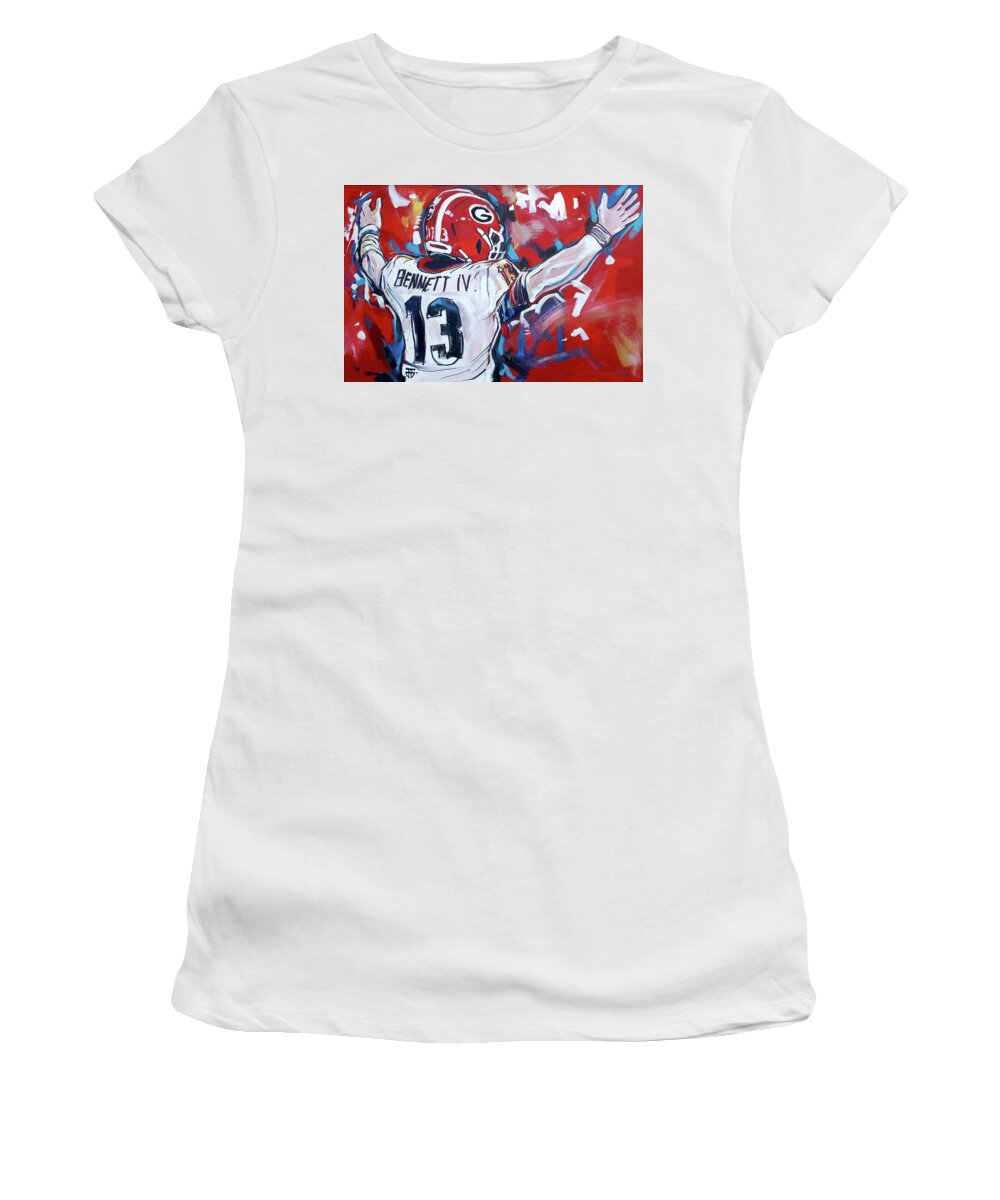 Touch Down Women's T-Shirt featuring the painting Touch Down by John Gholson