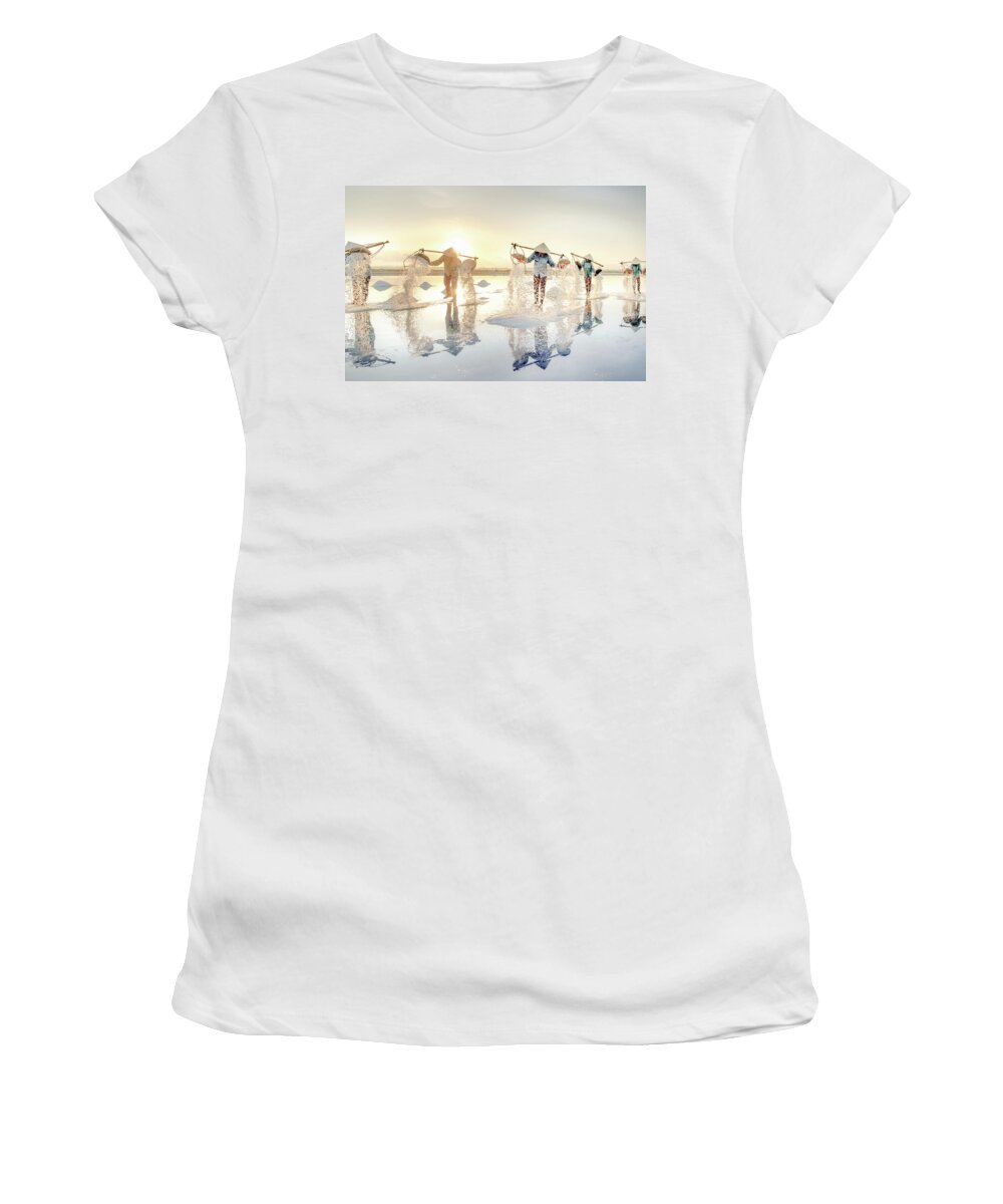 Awesome Women's T-Shirt featuring the photograph Traditional salt craft by Khanh Bui Phu