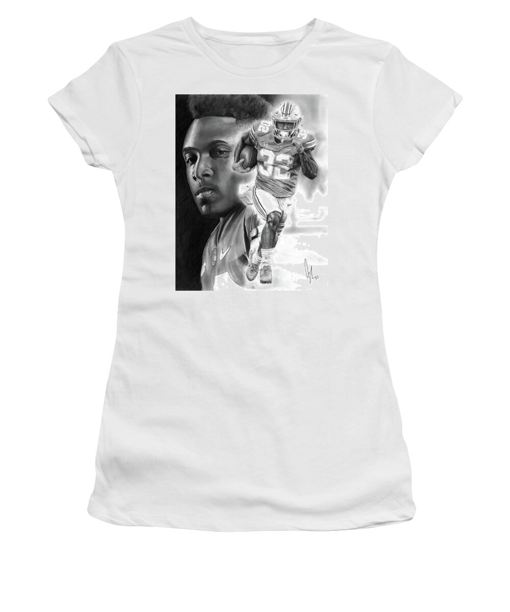 Football Women's T-Shirt featuring the drawing TreVeyon by Bobby Shaw