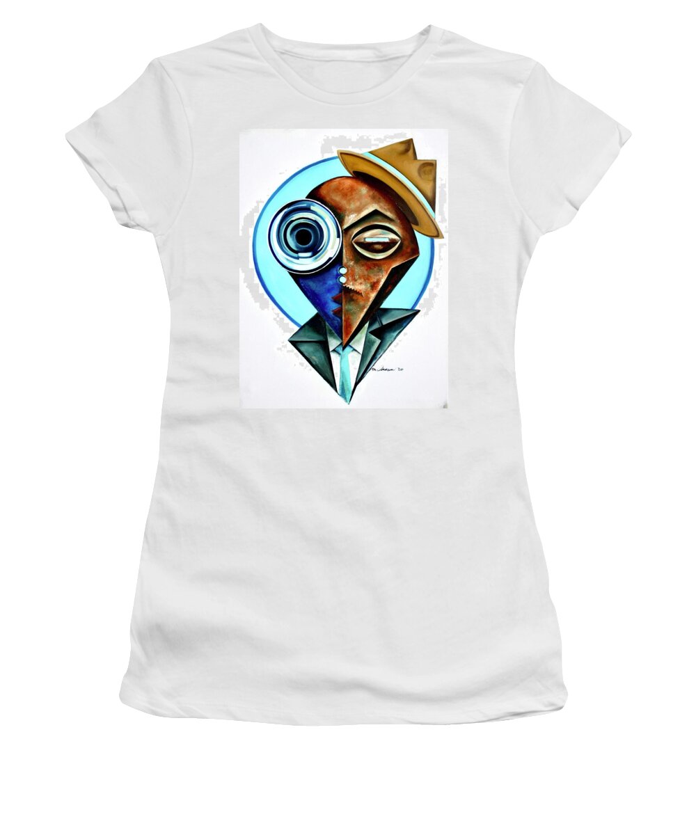 Jazz Women's T-Shirt featuring the painting Trumpet Modern Roayle by Martel Chapman