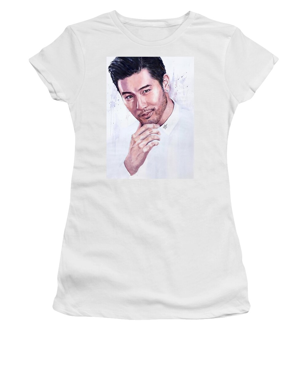 Godfrey Gao Women's T-Shirt featuring the painting Trust Yourself Godfrey Gao by Michal Madison