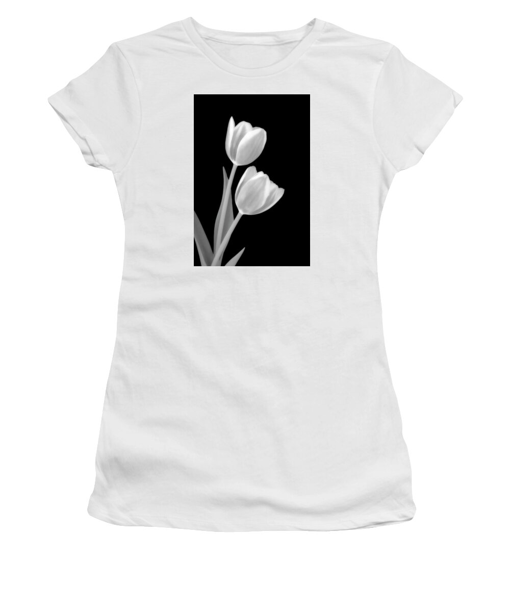 Tulip Women's T-Shirt featuring the photograph Tulips In Black And White by Johanna Hurmerinta